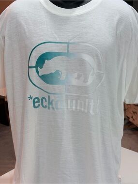 Ecko Unlimited White Tee with Teal Rhino Logo